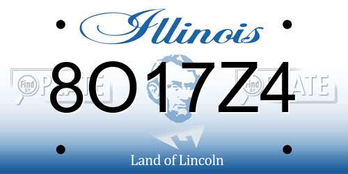 8O17Z4 Illinois License Plate