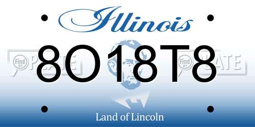 8O18T8 Illinois License Plate