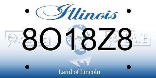 8O18Z8 Illinois License Plate