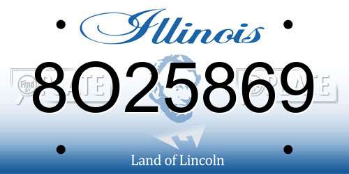 8O25869 Illinois License Plate