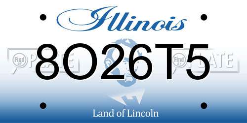 8O26T5 Illinois License Plate