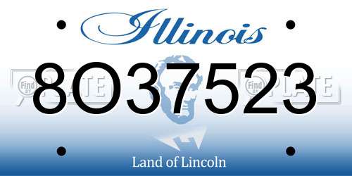 8O37523 Illinois License Plate