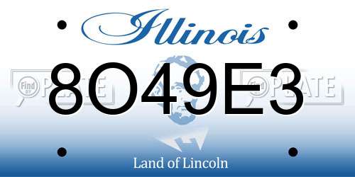 8O49E3 Illinois License Plate