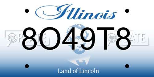 8O49T8 Illinois License Plate
