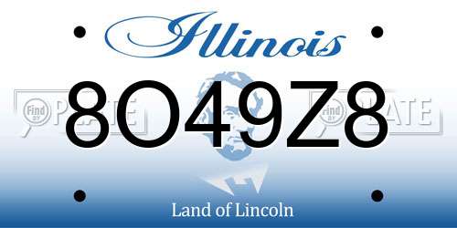 8O49Z8 Illinois License Plate