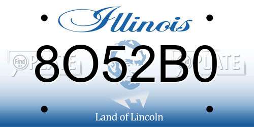 8O52B0 Illinois License Plate