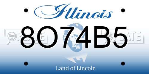 8O74B5 Illinois License Plate