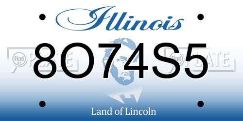 8O74S5 Illinois License Plate