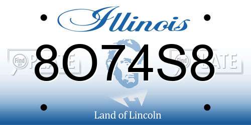 8O74S8 Illinois License Plate