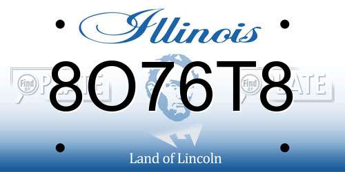 8O76T8 Illinois License Plate