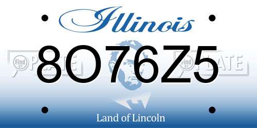 8O76Z5 Illinois License Plate