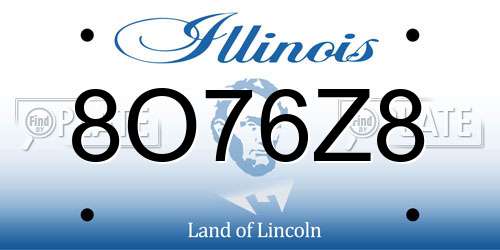 8O76Z8 Illinois License Plate
