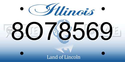8O78569 Illinois License Plate