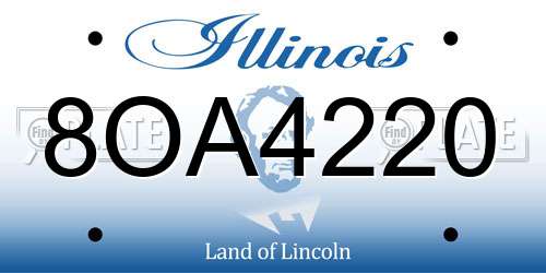 8OA4220 Illinois License Plate