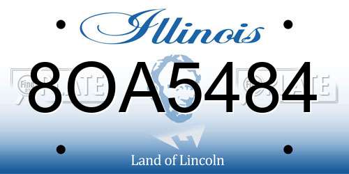 8OA5484 Illinois License Plate