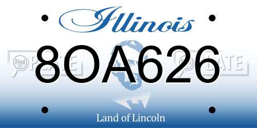 8OA626 Illinois License Plate