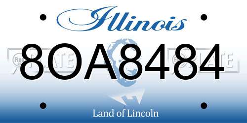 8OA8484 Illinois License Plate