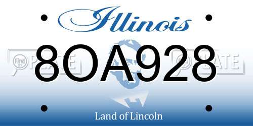 8OA928 Illinois License Plate