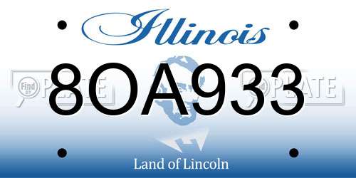 8OA933 Illinois License Plate