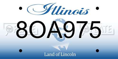 8OA975 Illinois License Plate