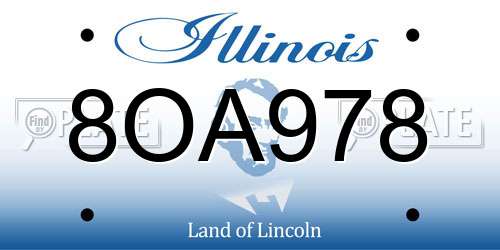 8OA978 Illinois License Plate