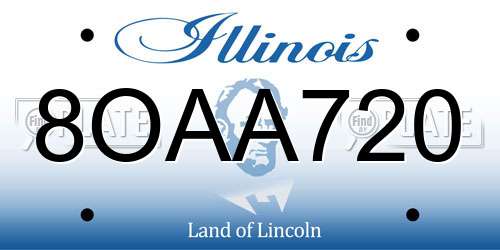 8OAA720 Illinois License Plate