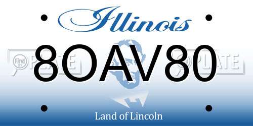 8OAV80 Illinois License Plate