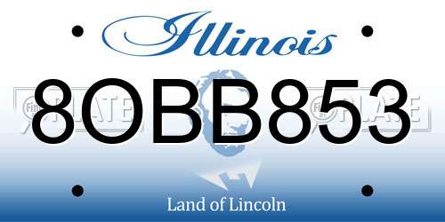 8OBB853 Illinois License Plate
