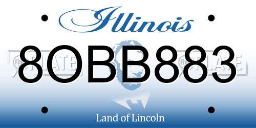 8OBB883 Illinois License Plate
