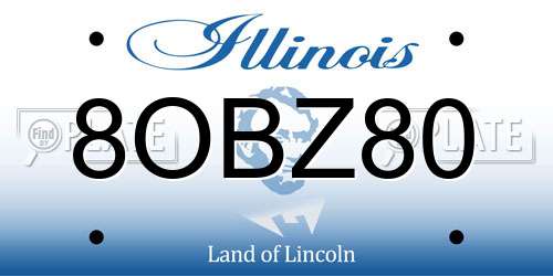 8OBZ80 Illinois License Plate