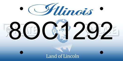 8OC1292 Illinois License Plate