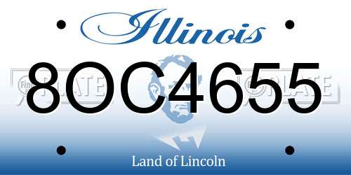 8OC4655 Illinois License Plate