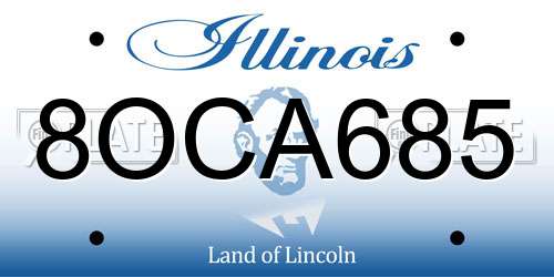 8OCA685 Illinois License Plate