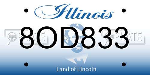 8OD833 Illinois License Plate