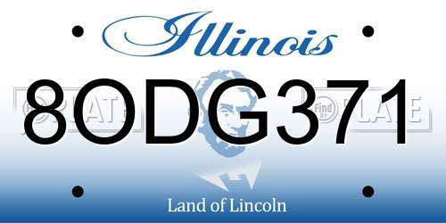 8ODG371 Illinois License Plate