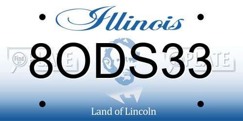 8ODS33 Illinois License Plate