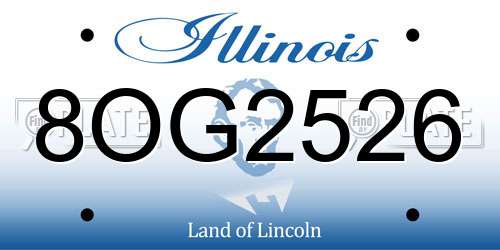 8OG2526 Illinois License Plate
