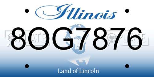 8OG7876 Illinois License Plate