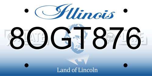 8OGT876 Illinois License Plate