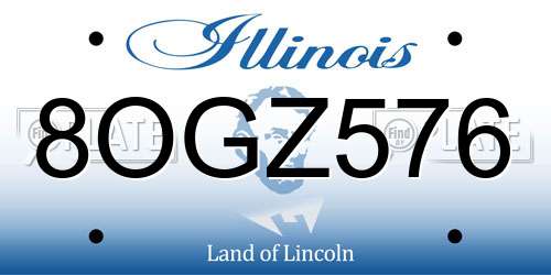 8OGZ576 Illinois License Plate