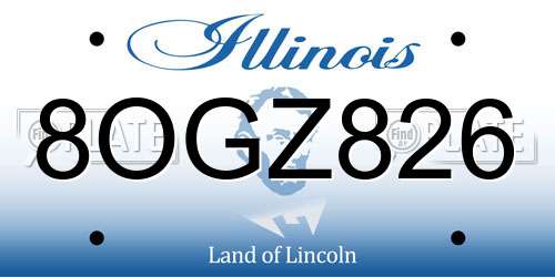 8OGZ826 Illinois License Plate