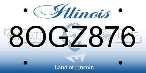 8OGZ876 Illinois License Plate