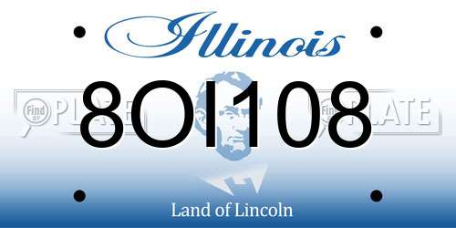 8OI108 Illinois License Plate
