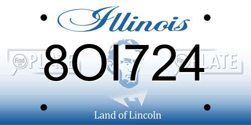 8OI724 Illinois License Plate