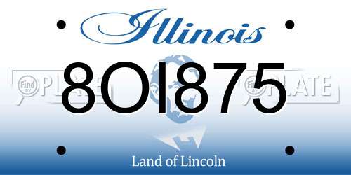 8OI875 Illinois License Plate