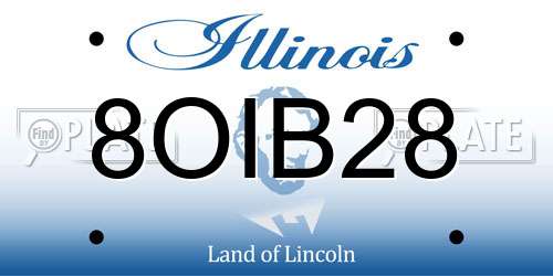 8OIB28 Illinois License Plate