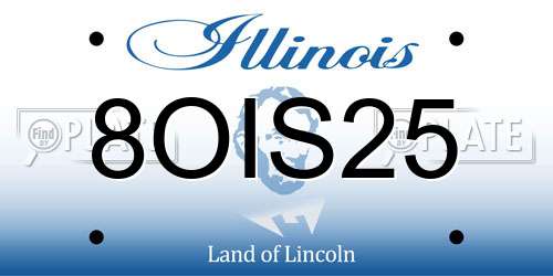 8OIS25 Illinois License Plate