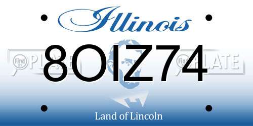 8OIZ74 Illinois License Plate