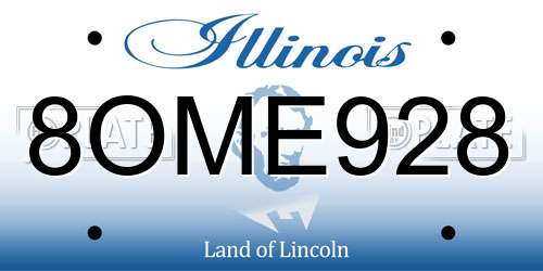 8OME928 Illinois License Plate
