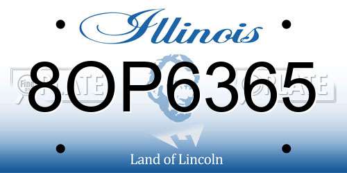8OP6365 Illinois License Plate